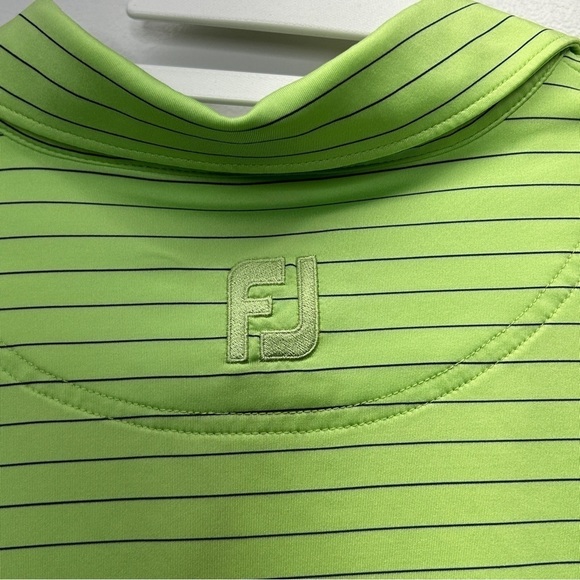 Footjoy Men's Green & Black Striped Short Sleeve Golf Polo Shirt Size Large - Picture 5 of 7